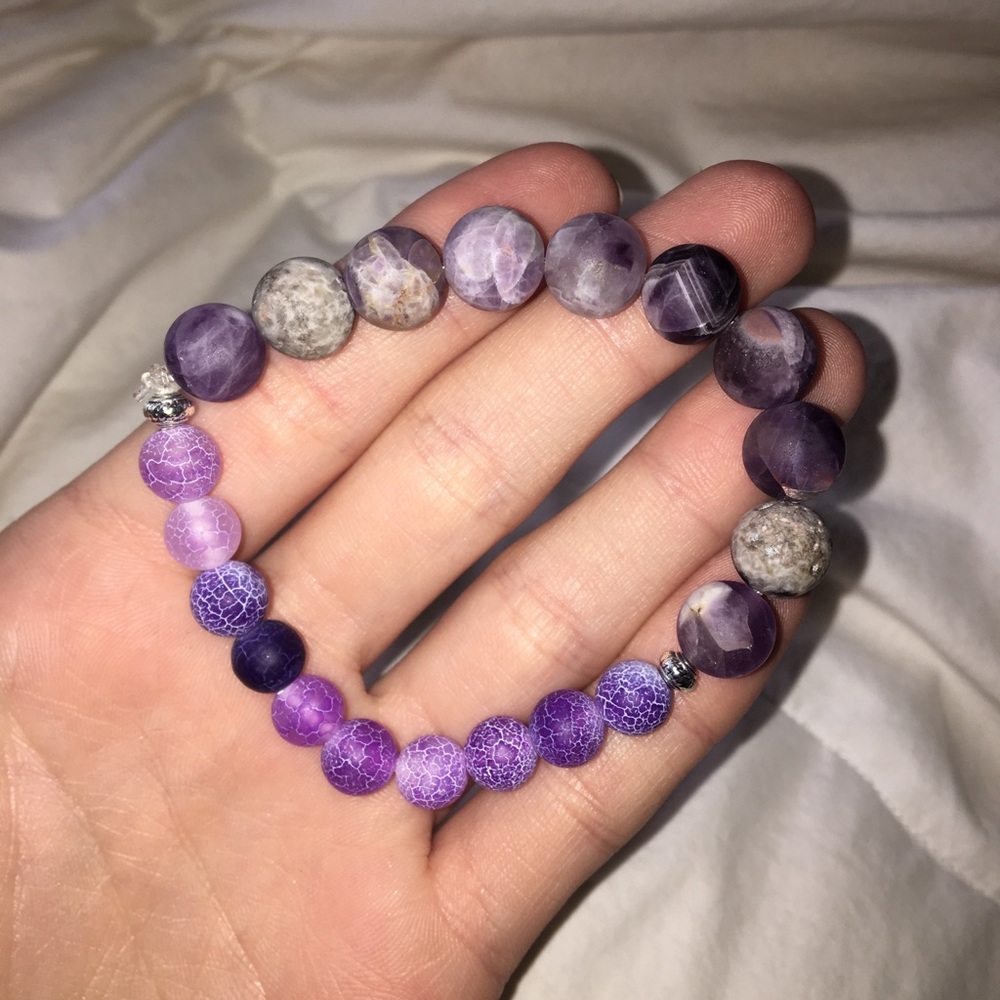 AUTHENTIC Frosted Agate Stone Bracelet ~ handmade.